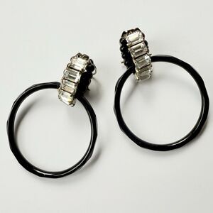 Vintage Louis Rousselet French Couture Faceted Glass Hoop Door Knocker Earrings